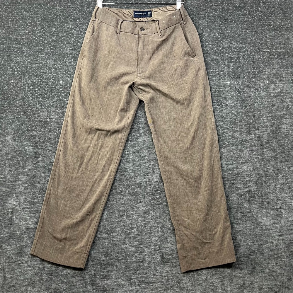 Abercrombie & Fitch Relaxed Straight Pants Mens 30 Brown Good Linen Blend Chino